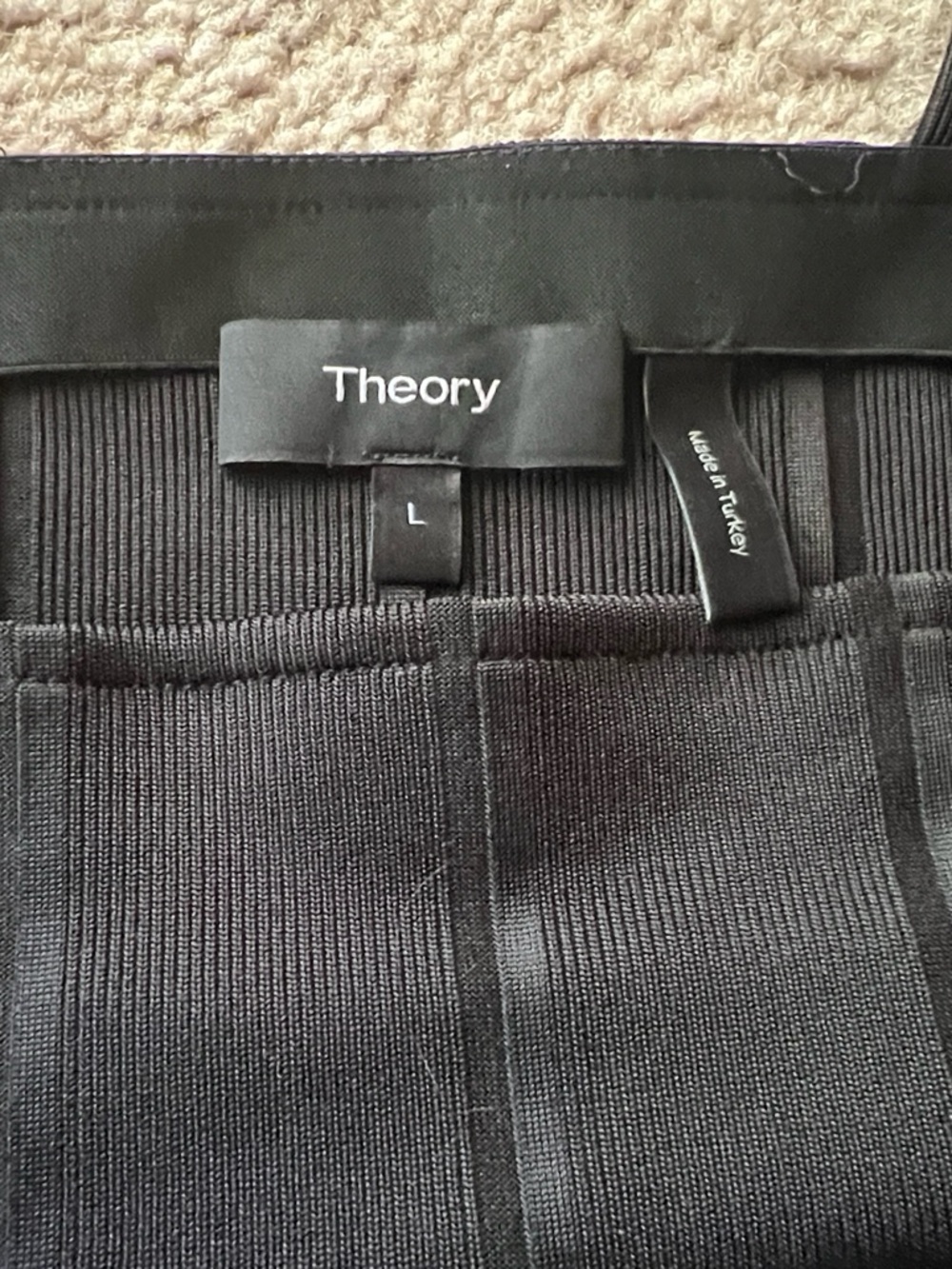 Theory Paneled Black Square-Neck Flare Midi Dress with Wide Straps Sz Large - Picture 6 of 11